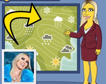 Weather Broadcater Gift - Custom Portrait as Cartoon Character, weather reporter, broadcast meteorologist, weather presenter, weather girl