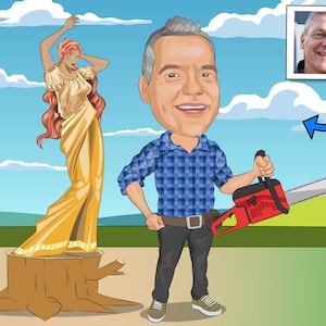 Chainsaw Carving Gift - Custom Caricature Portrait From Your Photo