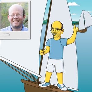 Sailor Gift  - Custom Cartoon Portrait from Photo / boat lovers gift / sail boat / sailor gifts / sailing art / sailboat painting