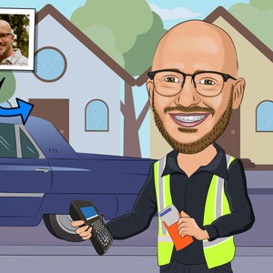 Geschenk für Parkpolizisten - Benutzerdefinierte Karikatur vom Foto, Parkraumkontrolle, Verkehrspolizist, Verkehrswächter