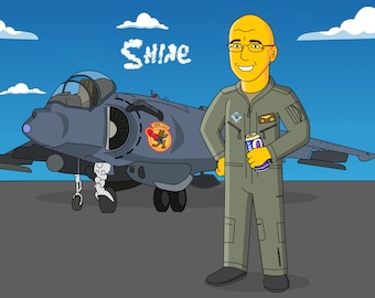 Regalo de jubilación militar: retrato personalizado a partir de una foto como personaje amarillo / regalo de jubilación del ejército / regalo de despliegue militar / regalos de la fuerza aérea