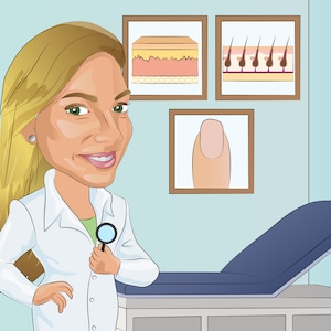 Dermatologen Geschenk - Benutzerdefinierte Karikatur Porträt von Ihrem Foto / Haut Arzt Geschenk