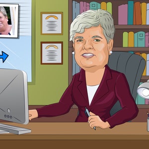 Principal Gift - Custom Caricature Portrait From Your Photo / school secretary / principal retirement