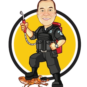 Logotipo de exterminador: retrato personalizado para el logotipo de su empresa / logotipo de trabajador de control de plagas / técnico de control de plagas