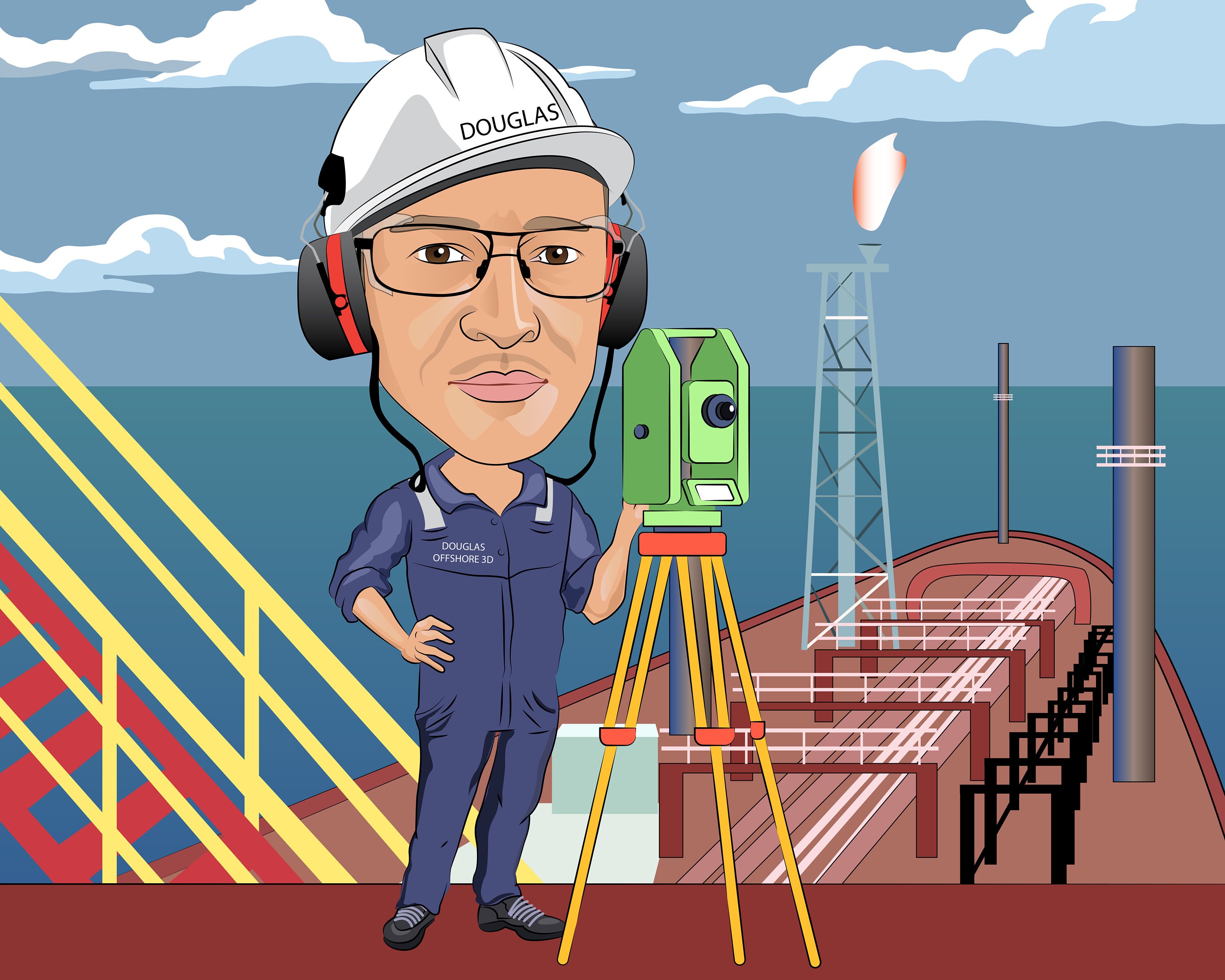 Land Surveyor Gift Custom Caricature Portrait From Your Etsy UK