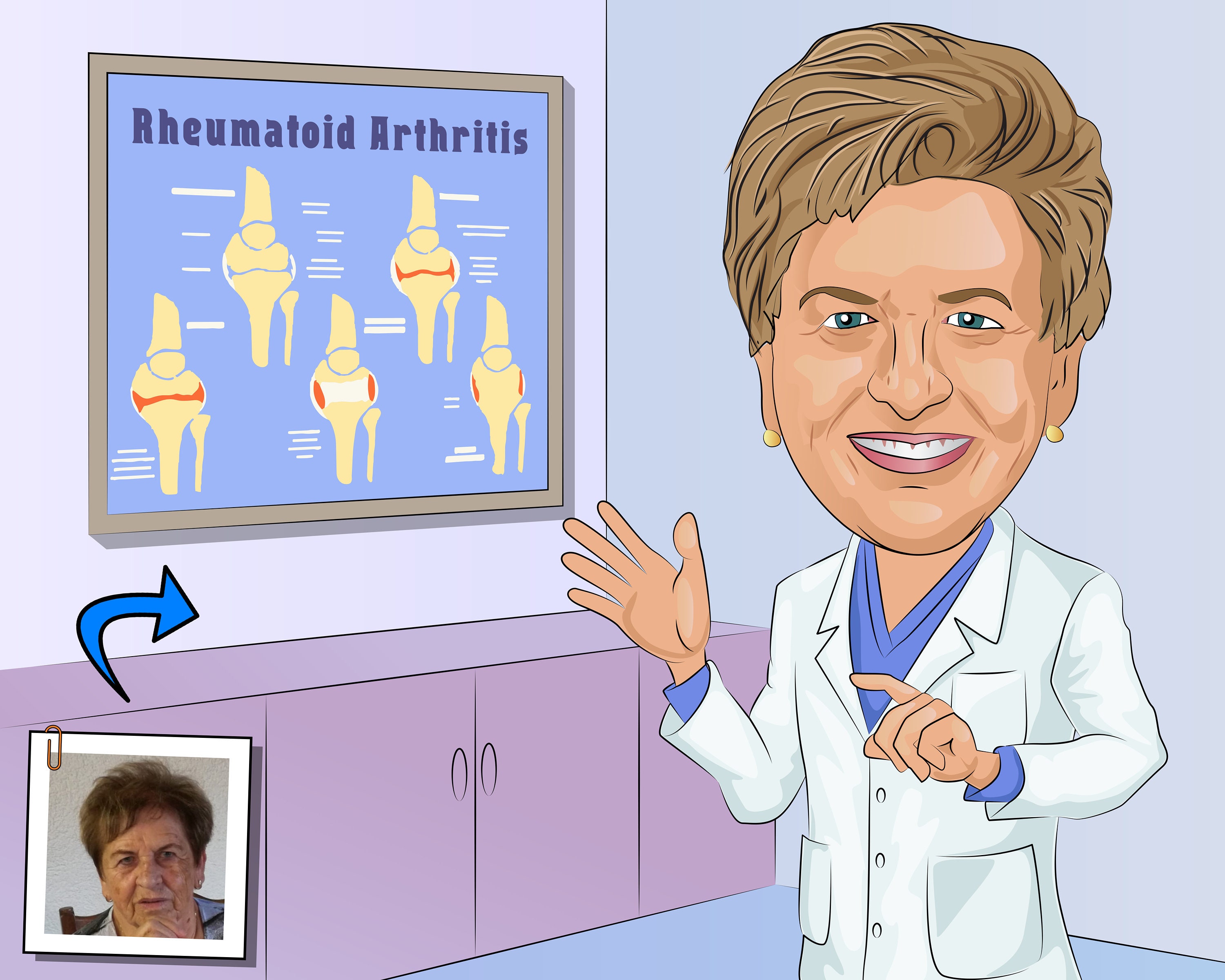 Rheumatologist Gift - Custom Caricature Portrait From Photo / Rheumatology gift