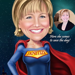 Super Mom Gift - Portrait from your photo / super wife gift / sister superhero gift / mom superhero gift