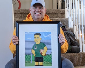 Rugby Player Gift  - Custom Cartoon Portrait from Photo / rugby gifts / rugby coach gift / rugby team gifts / rugby wall art