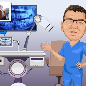 Dental X-Ray Technician Gift - Custom Caricature Portrait From Your Photo
