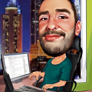 Programmer Gift - Caricature Portrait From Photo / Gift for Coder ...