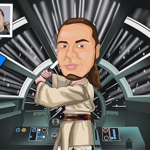 Luke Skywalker cartoon portrait from your Photo, Anakin Skywalker