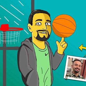 Basketball Player Gift  - Custom Portrait as Cartoon Character / basketballer team gifts / basketball coach gift / basketball dad gift idea