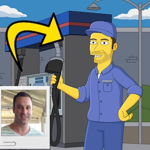Gas Jockey Gift - Custom Portrait as Yellow Character / filling station attendant / gas station attendant