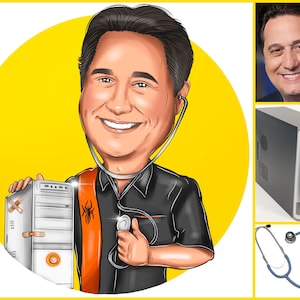 Logotipo de reparación de computadoras: retrato personalizado para el logotipo de su empresa / logotipo de soporte técnico de computadoras