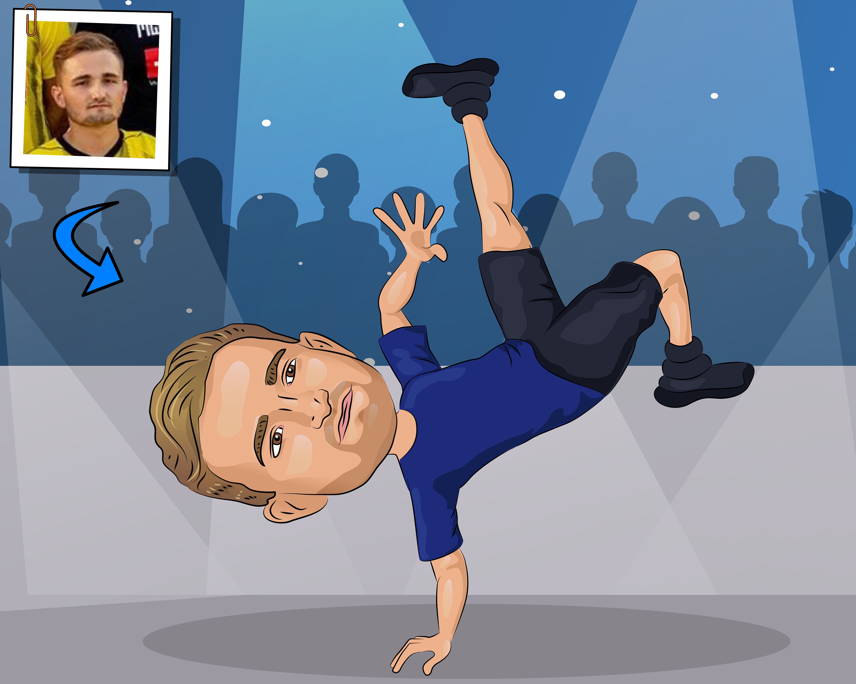 Breakdancer Gift - Custom Caricature Portrait From Your Photo, break dance, breakdancing