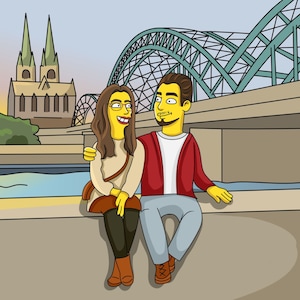 Cologne Gift - Custom Yellow Cartoon Portrait van Photo, Köln, Cologne poster