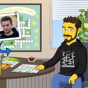 Crossword Lover Gift - Custom Portrait as Yellow Character