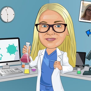 Pathologist Gift - Custom Caricature From Photo / Pathology gift