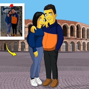 Verona Gift - Custom Yellow Cartoon Portrait van Photo, Verona art, Verona poster