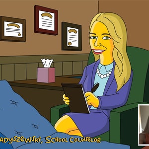 School Counselor Gift  - Custom Portrait as Cartoon Character / guidance counselor / school psychologist gifts / school psych gift