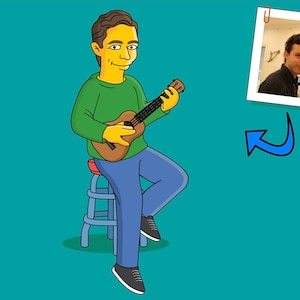 Ukulele Player Gift - Portrait as Cartoon Character