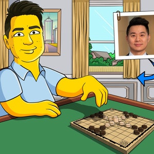 Hnefatafl Player Gift - Custom Portrait from Photo as Yellow Character, Tafl, Viking Chess, tablut, hnefatafl board game