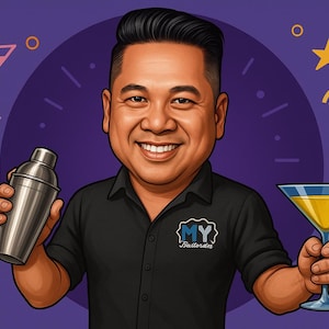 Bartender Gift - Custom Caricature From Photo, barman gift