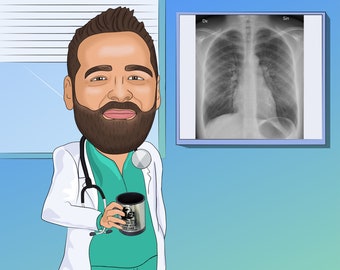 Pulmonologist Gift - Custom Caricature From Photo, pulmonology gift, rrt
