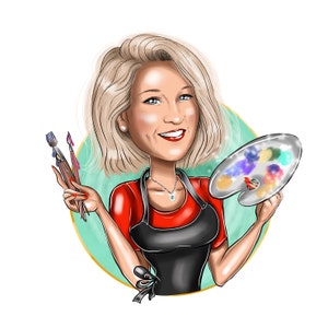 Painter Logo Design Custom Cartoon Portrait for Your - Etsy