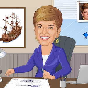 Cadeau architecte naval - Caricature personnalisée à partir d'une photo / architecte de marine / ingénieur en structure