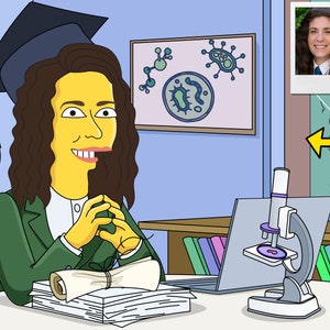 Biology Student Gift - Custom Portrait as Cartoon Character, Biology graduation