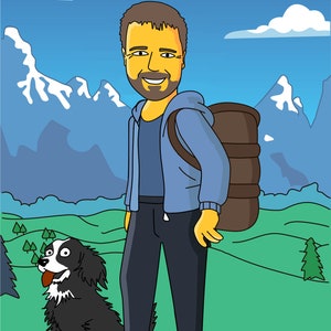 Hiker Gift Custom Cartoon Portrait from Photo / gifts for hikers / hiking gifts /climber gift idea /mountaineer gift hiking gifts for men image 4