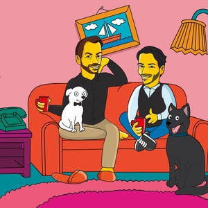 Gay Couples Gift Portret / homo vriendje cadeau / homo huwelijkscadeau / homo kunst homo geschenken / cadeau homopaar / homo geschenken