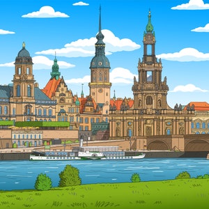 Dresden Gift - Custom Yellow Cartoon Portrait from Photo, Dresden art