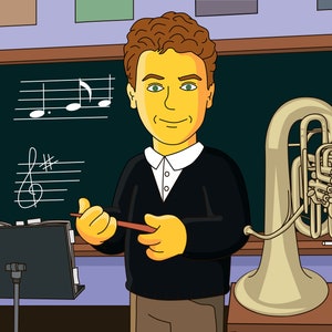 Tuba Player Gift - Portrait as Cartoon Character / tuba art / tuba gift / tubist gift