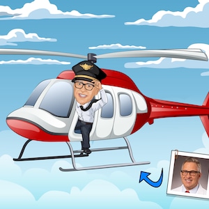 Presente de piloto de helicóptero - Retrato de caricatura personalizado da sua foto