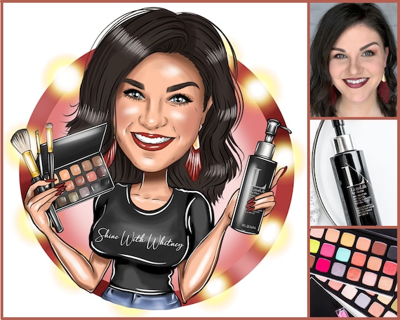 Makeup Artist Logo Design - custom cartoon portrait for your business logo / make up artist logo / makeup logo / makeup artist branding