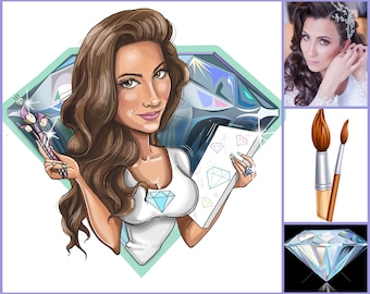 Jeweler Logo Design - custom portrait for your logo, crystals logo, jewelry shop logo, jewelry logo