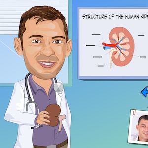 Nephrologist Gift - Custom Caricature Portrait From Your Photo / Nephrology gift