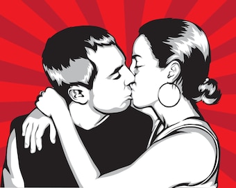 Custom Pop Art Couple Portrait: Andy Warhol Style (Digital File)