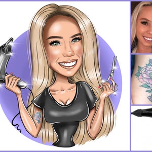 Hair Stylist Logo Design - custom cartoon portrait for your business logo / hair salon logo / hairdresser logo design