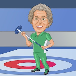 Curling Player Gift - Custom Caricature Portrait From Your Photo / curler gift / curling gift