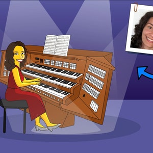 Orgel Spieler Geschenk - Porträt als Cartoon Charakter / Orgel Spieler Geschenk / Organisten Geschenk