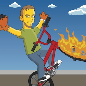 BMX Rider Gift Portrait from Photo as Cartoon Character / bmx biker gift / bmx bike art