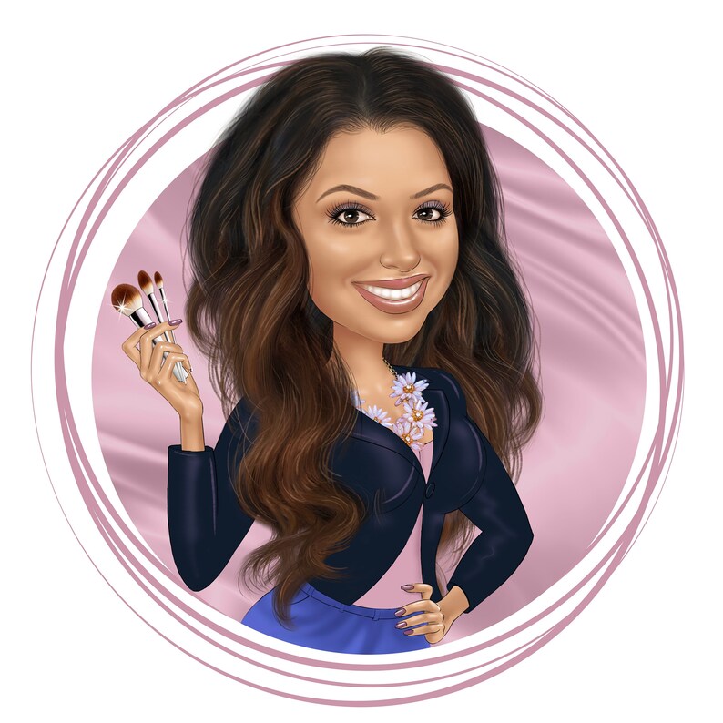 Makeup Artist Logo Design - custom cartoon portrait for your business logo / make up artist logo / makeup logo / makeup artist branding image 4
