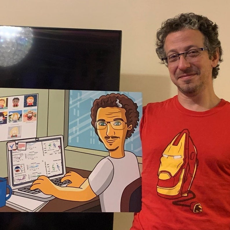 Coder Gift - Custom Portrait as Cartoon Character, Computer Science Art ...