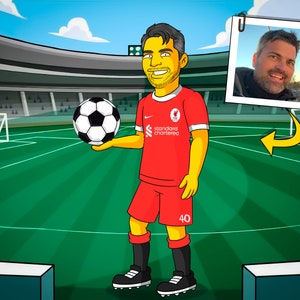 Soccer Player Gift  - Custom Portrait as Yellow Cartoon Character / soccer gifts / soccer coach gifts /soccer gifts for him /fun soccer gift