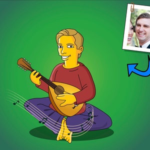 Bouzouki Spieler Geschenk - Portrait als Zeichentrickfigur / Bouzouki Kunst / Bouzouki Geschenk / Bouzouki Instrument