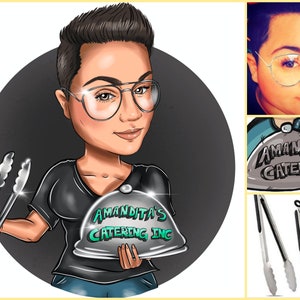 Catering Logo - custom portrait for your business logo, food logo / chef logo