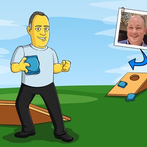 Cornhole Player Gifts - Custom Portrait as Yellow Character, Cornhole gift